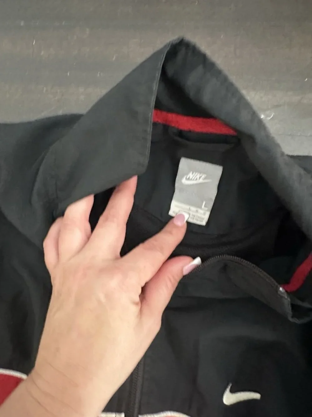 Vintage Nike Jacket Full Zip Jacket Mens Large Black/Red/ White Stripe